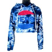 Pepsi Graphic Tie Dye Crop Hoodie