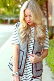 J Crew Herringbone Quilted Vest S