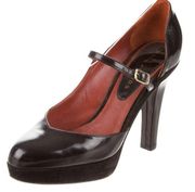 Marc Jacobs dark burgundy leather platform heels D’orsay  ankle strap