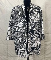 Black and White Large Floral Blazer