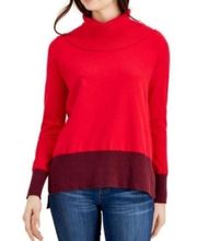 Adyson Parker Red Colorblocked Cowlneck Sweater Size Medium NWT