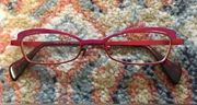 FACE A FACE Pink Red Metal Slim Narrow French Eyeglasses Frame Kiss Early 2000s