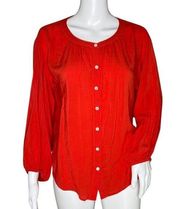 Velvet by Graham & Spencer Shirt Womens Small Red Orange Blouse Office Casual