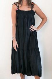 Natural Life Womens Midi Dress Tiered Flowy Black Dress Size Small