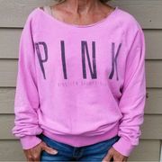 PINK - Victoria's Secret Victoria's Secret PINK Neon raw hem 80s sweatshirt small barbiecore Barbie Y2k