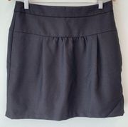 Ann Taylor LOFT Wool Blend Career Black Pleated Mini Skirt 8