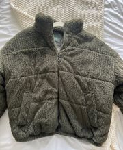 Zip Up Sherpa Faux Fur Jacket