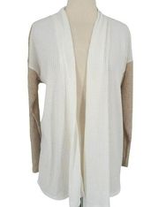 Bobeau Colorblock Waffle Knit Open Cardigan Oatmeal Ivory Size Small NWT