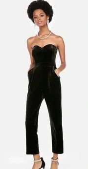 EXPRESS Black Velvet Velour Strapless Jumpsuit 12