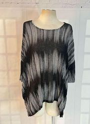 Alberto Makali Black & White Stretchable Oversized Knit Slouchy Blouse Medium