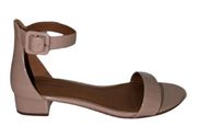 14th & Union Sandle Ankle Strap Nude Patent Vegan Leather Low Block Heel 8.5