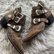 leopard moto western boots