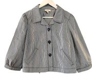 Ann Taylor Loft Bolero Jacket-Crop Lt-Weight Stripe Back-Pleats NWOT Size 8