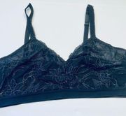 Torrid Lace Mesh Bralette Black Silver Size 1 1X 14/16