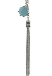 MIA Mickie Stone Chain Tassel Necklace Blue Silver