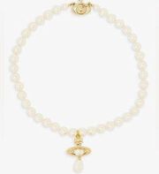 JEWELLERY Orb gold-tone brass and faux-pearl choker necklace