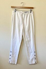 Rag & Bone Pants Womens Size 4 White Stretch High Rise Snap Button Ankle Pockets