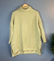 Lillusory Green Ribbed Knit Oversized Turtleneck Sweater