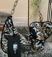 NWT Versace Jeans Couture Quilted Crossbody/Shoulder Bag w/ heart coin c…