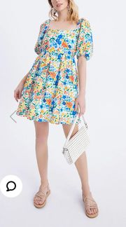 Puff Sleeve Floral Print Dress