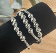 Bold Elements Stretch Silver Tone Triple Strand Beaded Pull On NWT Bracelet