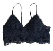 Anemone Black Lacy Bralette Women Size Small Removable Pads Adjustable Straps