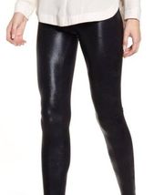$68 Hue Faux Leather Flattening Fit Leggings Black Womens size Large