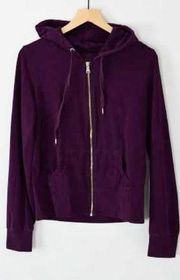 Express Yoga Full Zip Ruched Pocket Hoodie Purple Large INV095