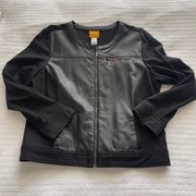 16P Ruby Rd. Black Knit and Pleather Zip-Up Jacket