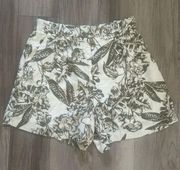 NWT  High Waisted Linen Blend Tropical Shorts