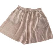 Uniqlo Shorts Womens Small Pink High Rise Pull On Stretch Waist Paperbag Poly