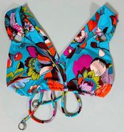 Soluna Swim Blue Groovy Floral O-Ring Bikini Swim Top Bathing Suit Swimwear Size S 🌸