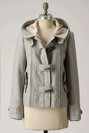 Anthropologie Elevenses First Frost Melton Wool Hooded Toggle Pea Coat