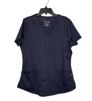 Purple Label By Helping Hands Scrub Top Size Medium Gray Stretch Blend Womens