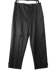 Carlisle Size 12 Black Chino Pants Trousers Front Zip Poplin Capri Button Cuff