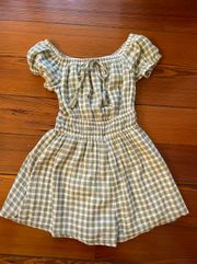 Gingham Green Romper With Pockets