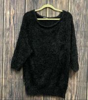 Bebe | black fuzzy metallic sweater