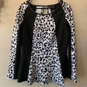 NWT Ashley Stewart Leopard Print Long Sleeve Peplum Top Size 10/12