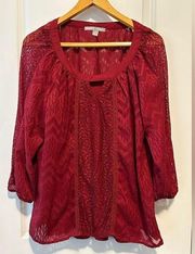 Valerie Stevens 2-piece Red Blouse Set Size Large