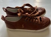 Ralph Lauren Women’s Polo brown leather lace up sneakers USA 6.5
