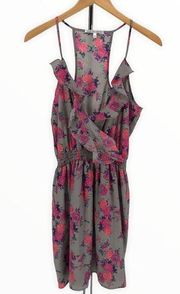 Collective Concepts Floral Ruffle Trim Surplice Neckline Smocked Waist Dress