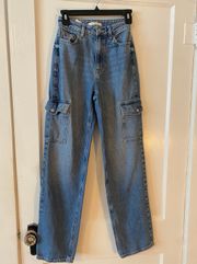 Baggy Straight Jeans with Zip-Up Pockets