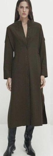 Massimo Dutti Dress Midi Size L Wool Blend Long Sleeve Button Down Minimalist