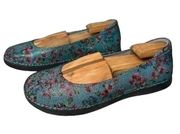 Alegria Ballet Flats Women's Size 11 Blue Floral Leather Comfort Shoes PET-851