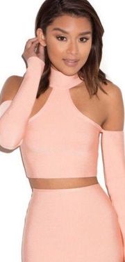 House of CB Mistress Rocks Dollface Bandage Crop Top Cut Out Long Sleeve NEW S
