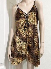 Vintage JACLYN SMITH Studio Intimates Cheetah Leopard Animal Print Slip Dress L