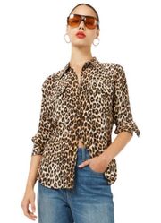 EQUIPMENT Slim Signature Silk Shirt in Natural Leopard Long Sleeve Women's XS