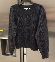 💕ALC💕 Jesper Metallic Animal-Print Sweater  ~ Black with Silver Print XL NWT