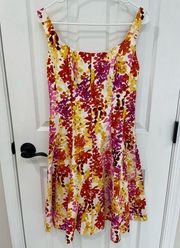 Jones Wear Dress Yellow Pink Red Structured A Line 2000s Floral Womens Size 4