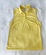 NWT Lady Hagen Women's Jacquard Sleeveless Golf Polo Tank Dandelion Yellow Large